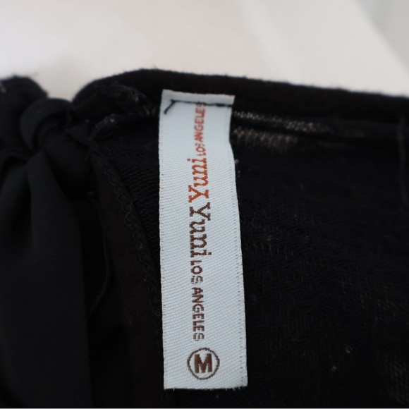 Rose Gold Beaded Neckline Black Blouse with Bow Tie in Back - Picture 8 of 8